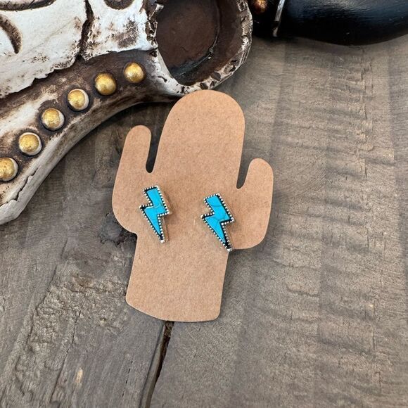 Turquoise Lightning Bolt Earrings - Picture 1 of 2